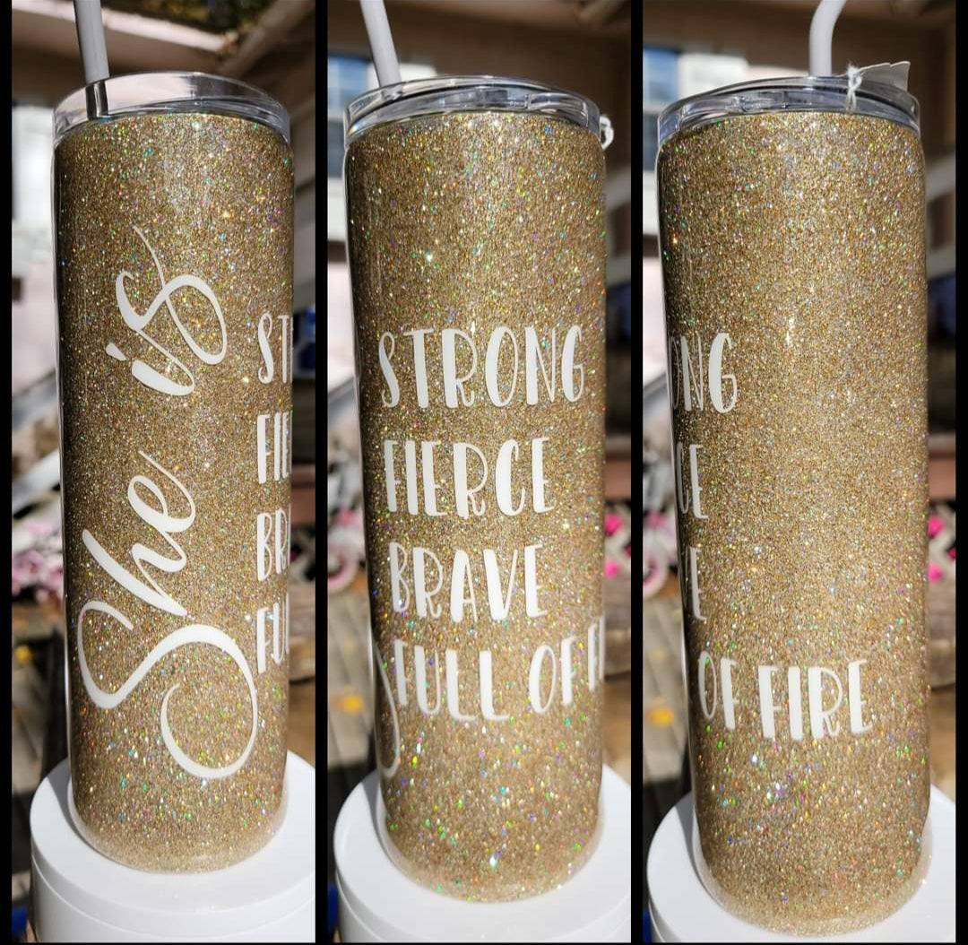 30oz epoxy she is gold glitter tumbler