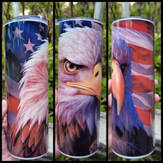20oz sublimation Eagle American Flag tumbler