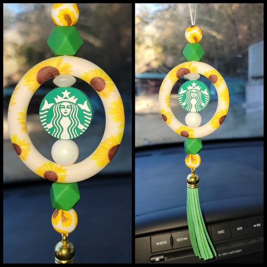 Sunflower coffee car charm