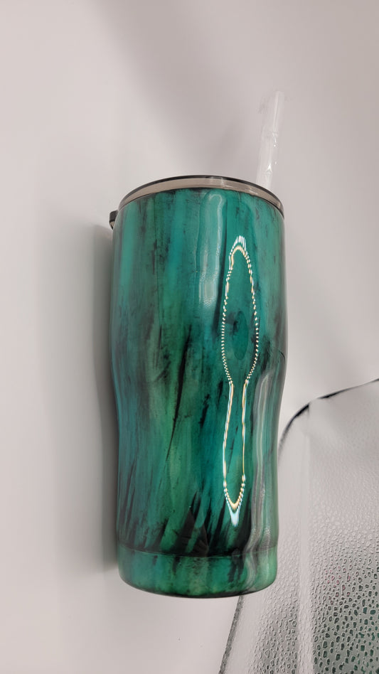 20 oz teal/green woodgrain