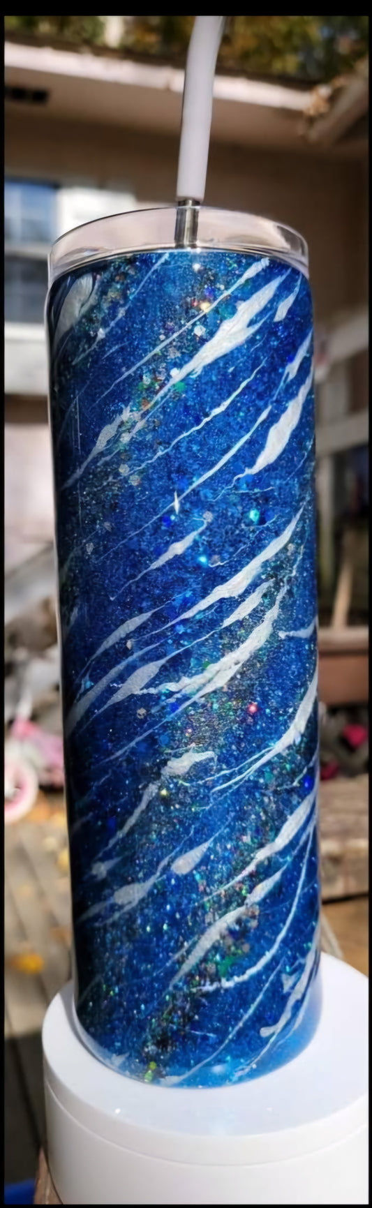 30oz epoxy blue glitter tumbler
