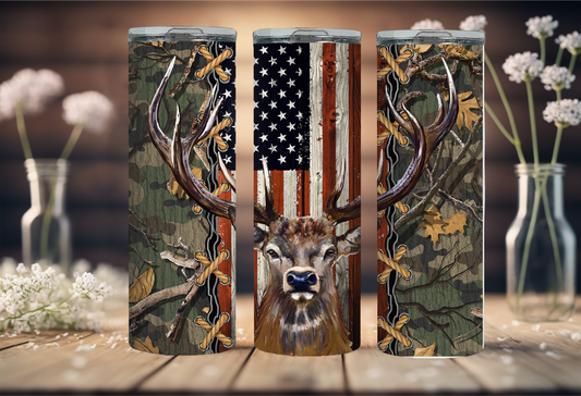 20 oz American Flag Buck Tumbler