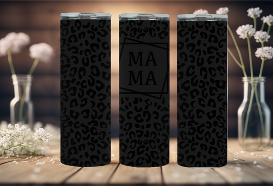 20 oz Mama Black Cheetah Print Tumbler